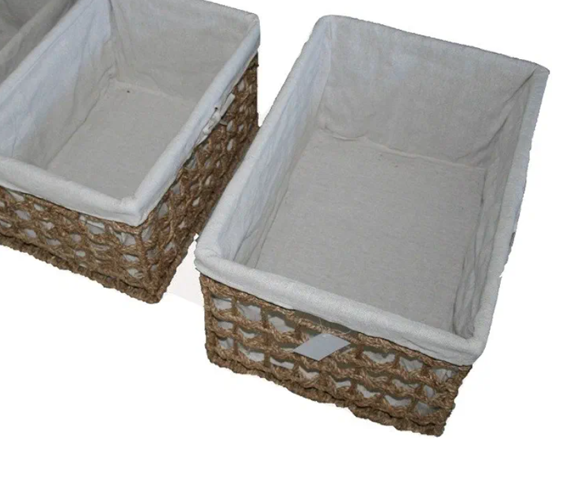 Danielson's Woven Seagrass Storage Baskets with Cloth Liner