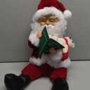 Santa Claus Christmas Animated Decoration Storytelling Plush Figurines, Talking Santa Christmas Animatronic Collectible Decor with Book, Bear, Mouth Move, Cute Xmas Sitting Figure Gift for Indoor