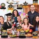 8 Pieces Class of 2026 Graduation Table Decorations - Congrats Grad Honeycomb Centerpieces, Black and Gold Graduation Table Toppers Decor for 2026 Graduation Party Decorations Favor Supplies