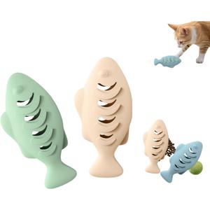 2Pcs Silicone Cat Toys, Multi-Functional Chew, Treat Dispenser, Interactive Feeder Toy for Indoor Cats, Food Puzzle Kitten Teething Toys, Durable Pet Training Toy with Catnip Ball (Pink&Green /Blue)