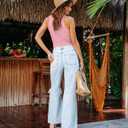 SANDERY Tank Tops for Women Summer Sleeveless V Neck Fitted Top Slim Ribbed Racerback Basic Cami Shirt Tanks (Small)