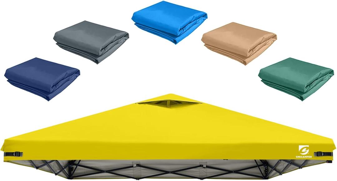 10x10 Pop Up Canopy Replacement Top Cover with Air Vent for Straight Leg Canopy Tent, Waterproof for Outdoor Garden Patio Camping Sun Shade(Top Only) (Yellow, 1)