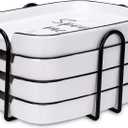 4 Pack White Ceramic Spoon Rest for Stove Top, Durable Spoon Rest Set with Metal Holder, Heat-Resistant Cooking utensils Rest, Large Spoon Rest for Kitchen Counter, Modern Farmhouse Kitchen Dcor