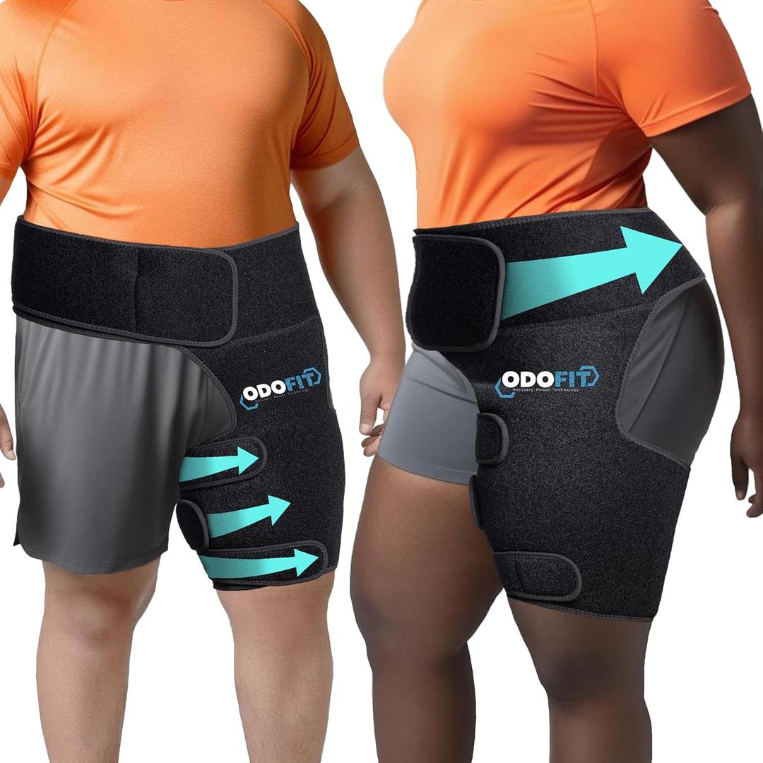 5 in 1 Hip Brace for Women Men Sciatica Pain Relief Devices - Adjustable Groin, Hip Flexor Compression Wrap for Comfortable Thigh, Hamstring & Sciatic Nerve Support, Improved Mobility & Recovery, Left Leg/ L-XL