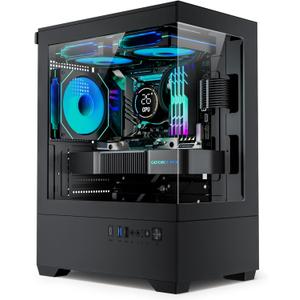 Micro ATX PC Case, Gaming MATX PC CASE with 3 PWM ARGB Fans Pre-Installed, Type-C Full-View Dual Tempered Glass, Cpmputer CASE Black