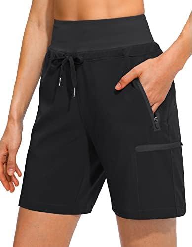 Obla Women's Hiking Cargo Shorts Zipper Pockets Soft High Waisted Quick Dry 7 Inch Long Shorts for Women Golf Athletic Summer Size 3XL