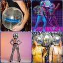 Sabary 2 Pcs Disco Ball Helmet Men Adult Disco Ball Hat,11.81 Inch,Silver