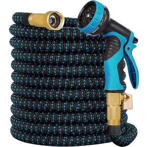 Expandable Garden Hose 150 ft with 10 Function Nozzle Sprayer, Lightweight & No-Kink Flexible Water Hose with Durable Collapsible Latex Core & Solid Brass Fittings, 150ft Retractable Stretch Hose
