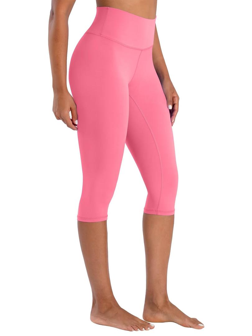 Sunzel Women's High Waisted Capri Leggings for Yoga Gym Workout (Pink)