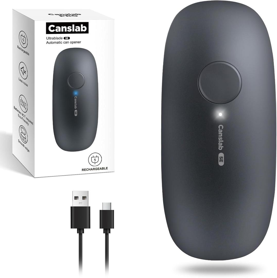 Canslab Ultrablde SE - USB Rechargeable Electric Can Opener for Kitchen for Seniors with Arthritis- Cordless Battery Powered Automatic, Side Cut, Smooth Edge, Handsfree, for Small or Large Cans, Grey (Charcoal)