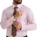 Alimens & Gentle French Cuff Regular Fit Dress Shirts (Cufflink Included) (Pink)