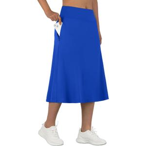 ANIVIVO Women's Midi Length Skorts Skirts with Pockets Modest Skirts 28" Long Knee Length Athletic Skorts(Royal Blue XL)