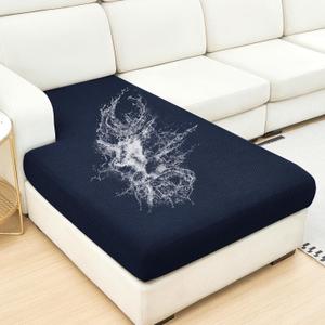 DISSA Waterproof Couch Cushion Covers, Washable Sofa Cushion Covers, Stretch Sofa Slipcovers, Thick Jacquard Fabric, Couch Sofa Covers for Pets Furniture Protector(Chaise Cover, Navy)