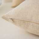 Kevin Textile Farmhouse Faux Linen Decorative Throw Pillow Case Cushion Cover Pillowcase for Sofa 20 x 20 Inch/50cm x 50cm, Set of 2, Cream Beige