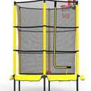 LANGXUN 60" Trampoline for Kids with Basketball Hoop, 5ft Indoor Outdoor Toddler Mini Trampoline with Raised Safety Net - Birthday Gifts for Boys and Girls, Christmas Toys for 3-10 Years Old