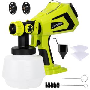 Cordless Paint Sprayer for Ryobi 18V Battery,Paint Sprayer Gun for House Painting, 1200ml Container Power Paint & HVLP SprayersFence, Door, Cabinets, Walls, Chairs etc(Battery NOT Included) (Green)