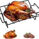 Mikim Carbon Steel Roasting Rack for Grilling and Smoking, BBQ Rib Turkey Racks, Extra Large 14" x 10", 1-Count