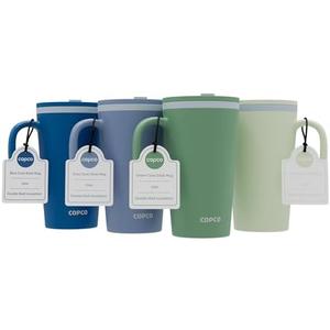Copco Cone Travel Coffee Mug, 16 oz (Set of 3) - Insulated Drinkware with Spill-Proof Lid and Handle, Microwave & Dishwasher Safe - BPA-Free, Compact for Desk & Cup Holder Friendly (Assorted Colors)