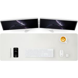 Large Desk Mat - 47.2"x 17" Non-Slip PU Desk Pad for Office and Home - Ideal for Large Mouse Pad and Desk Mats on Top of Desks(White)