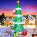 9Ft Christmas Inflatable Decoration Green Christmas Tree with Build in LED, Blow up Inflatable Tree with Multicolor Gift Boxes and Star for Christmas Party Indoor, Outdoor, Yard, Garden, Lawn Décor