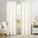 Natural Linen Curtains for Living Room Tassel Border Semi Sheer Boho Curtain Panels Light Filtering Linen Textured Window Treatments Set,2 Panels 40 x 95 InchesRod Pocket