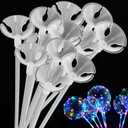 30pcs Long Balloon Sticks,16.5 In Long Plastic Balloon Sticks, Balloon Stick for Birthday Parties, Easter, Any Holiday, Wedding, Anniversary Decoration, Transparent Colors