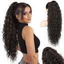 SEIKEA Ponytail Extension, 26" Claw Clip Ponytail Extension Long Lightweight Fluffy Curly Clip on Ponytails for Women Multi Layered Fake Pony tails Hair Extensions Black Brown (26 Inch (Pack of 1))