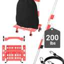 Folding Hand Truck, 200 lbs Durable Luggage cart with All-Terrain Triple Wheels, Multifunctional and Compact Dolly cart with Wheels for Shopping, Moving and Traveling, Red