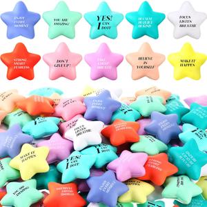 Sotiff 100 Pack Star Stress Balls Bulk Stress Relief Balls with Motivational Quotes Mini Inspirational Foam Party Favors Gifts for Kids Adults Anger Fidget Relief Exercise(Cute Colors)
