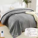 GarveeHome King Heated Comforter Electric Blanket, 104"x90" Waffle Weave Heating Blanket with Wireless LCD Controller, 6 Heat Levels & 2-10H Time Settings, UL Certified, Grey