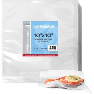 Avid Armor Chamber Vacuum Sealer Bags  Heavy Duty, BPA-Free, Pre-Cut Chamber Vacuum Bags for Food Preservation, Freezer Storage, Sous Vide and more, 250/Pack (10x10)  Multi-Use Vacuum Bags