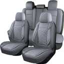 Nappa Leather Car Seat Covers Full Set, Gray Car seat Protector 5 Seats, Waterproof Car Seat Cushion, Universal Automotive Seat Covers Fit for SUV Truck Pick-up Sedan, Front and Rear