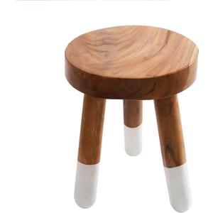 Teak 12" Round Dip Dyed Wood Plant Stand Wood Accent Stool |Accent Table |Side Table