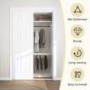 JUBEST Sliding Closet Door 48"(Double 25") x80", 6-Panel Steel Frame Bypass Primed Door with Top & Bottom Track Kits, Preassembled Hardboard Panels with Paintable Surface, Durable & Sturdy