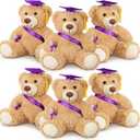 Aoriher 6 Pcs Class of 2026 Gifts Graduation Teddy Bears, 14 Inch Khaki Cute Soft Plush Stuffed Bears Animals with Cap, Diploma, Congratulations Sash, End of Year Gift for Kids Girl Boy Adult(Purple)