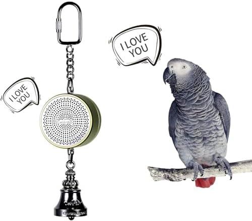 Colorday Bird Toys Parrot Talking Coach & Interactive Voice Bell for Parakeet, African Grey, Amazon Parrots, Quaker, Cockatiel, Conure (Green)