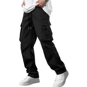 Comdecevis Men's Casual Cargo Pants Workout Joggers Stretch Sweatpants Hiking Drawstring Tactical Pants with Multi Pockets Large