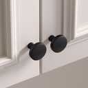 goldenwarm 5 Pack Matte Black Cabinet Knobs for Kitchen Hardware Handles Round Dresser Drawer Knob for Closet Bifold Modern Cabinets Pulls,1.27 Inch