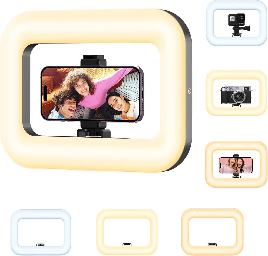Rechargeable Ring Light Without Stand, Cordless Square Ring Light for 360 Photo Booth Accessories, Phone Video Stabilizer for iPhone with 4000mAh Built-in Battery for Video Recording Streaming