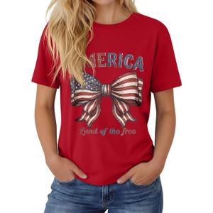 Huukeay Womens Patriotic Crew Neck Shirts | Short Sleeve Patriotic Tops, Casual T-Shirts, USA Eagle Flag Graphic Tees, Festival & Daily Wear, Statue of Liberty