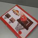 Indoor Mini Basketball Hoop Set Over The Door with Wood Backboard & Iron Rim Includes 2 Balls & Air Pump Anti-Shock Padding 16"x12"x3" (Score Version, Dark Wood Finish)