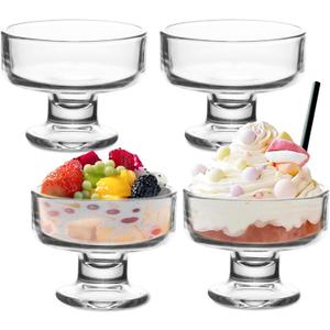 7oz Glass Ice Cream Bowls- Versatile Dessert Bowls & Cups for Mixed Drinks, Desserts, Nuts, Fruit, Pudding & Snacks- Perfect for Parties, Gatherings (4)