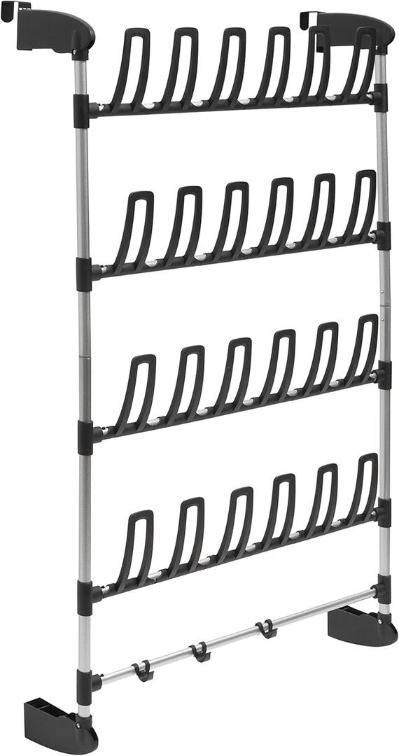 Neu Home Hanging Over door 12 Pair Shoe Storage Rack with Bottom Bar Bag Holder