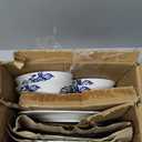 222 Fifth 12-Piece Porcelain Dinnerware Set for 4, White & Blue Plates and Bowls Set, Glossy Ceramic Dish Set with Embossed Toile Pattern, Elegant Kitchen Dishes, Microwave & Dishwasher Safe, Cassian