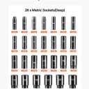 VEVOR Impact Socket Set 1/2 Inches 26 Piece Deep Sockets, 6-Point, Rugged Construction, Cr-V, 1/2 Inches Drive Socket Set Impact Metric 10mm - 36mm, with a Storage Cage