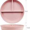 greenandlife 9 Inch 4PCS Divided Plates with Lids, Portion Control Plates for Kids Adults, Dishwasher Microwave Safe Compartment Plate, Unbreakable Lightweight Reusable Wheat Straw Plate Set, INS