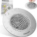 Wokdada Sink Drain Strainer, Reversible No Clog Mesh Kitchen Sink Drain Strainer, 304 Stainless Steel & Rust-Proof/Masterfully Handcrafted, Easy Clean, Dishwasher Safe, Fits Standard Sink Drain (Bright Silver)