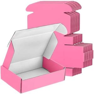 50 Packs Shipping Boxes Cardboard Corrugated Mailer Packaging Boxes for Small Business Cute Small Box Cardboard Carton Box Mailers for Packaging Product(Pink,6 x 4 x 1.6 Inches)