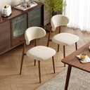 Upholstered Dining Chairs Set of 4 Mid-Century Modern Kitchen & Dining Room Chairs with Linen Seat and Backrest Ergonomic Sillas de Comedor(Walnut/Beige)