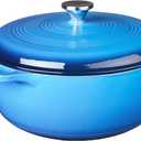 Lodge 7.5 Quart Enameled Cast Iron Dutch Oven with Lid  Dual Handles  Oven Safe up to 500 F or on Stovetop - Use to Marinate, Cook, Bake, Refrigerate and Serve  Caribbean Blue